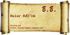 Beier Bánk névjegykártya